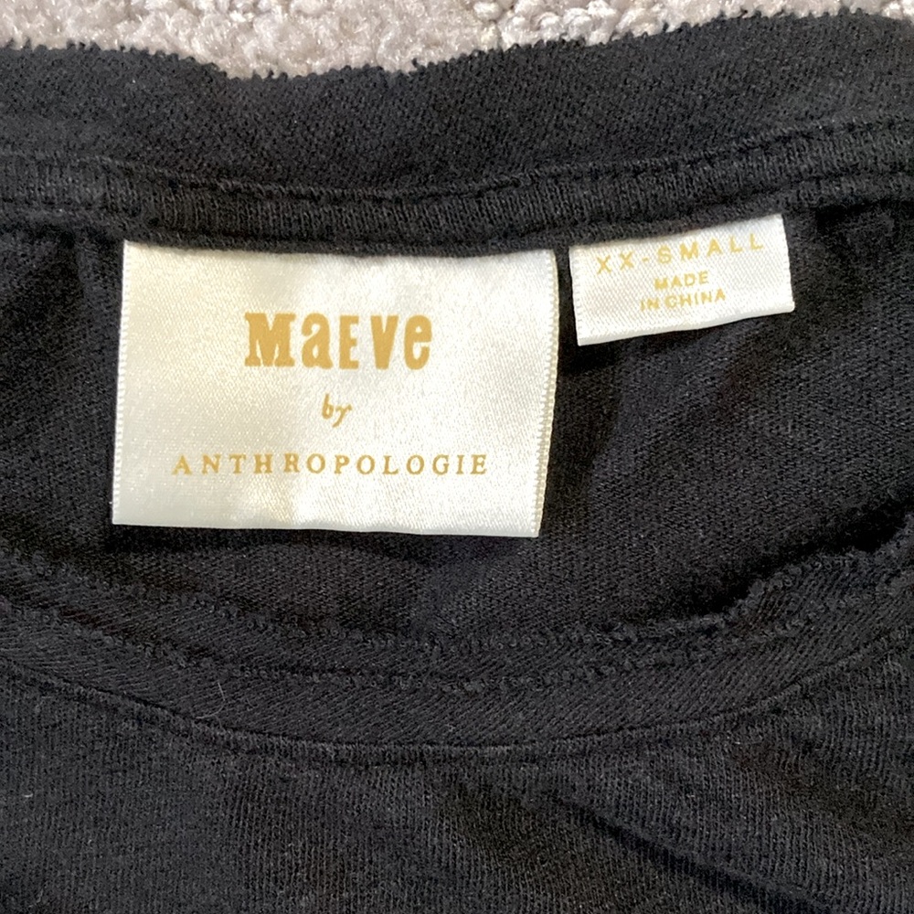 MAEVE black linen-blend long-sleeve top, XXS. - Picture 4 of 7